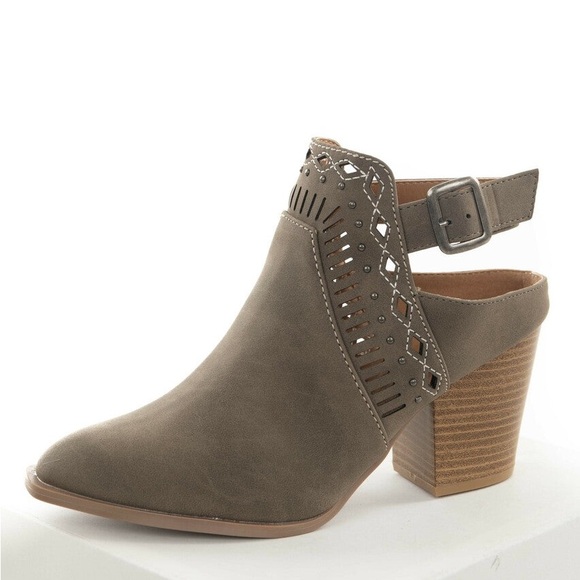 Taupe Closed Toe Booties with Studs - Picture 3 of 8